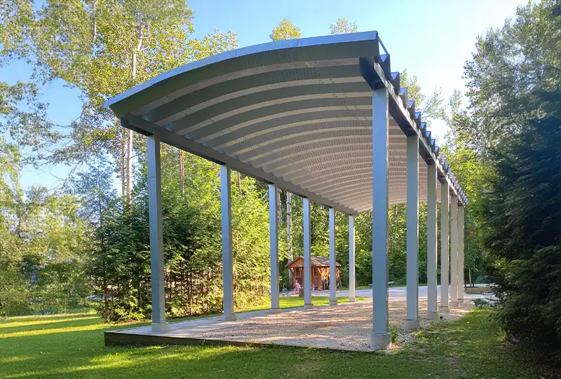 Arch-Style Quonset Carport – Strongest & Most Weather-Resistant 2 steel building type carport