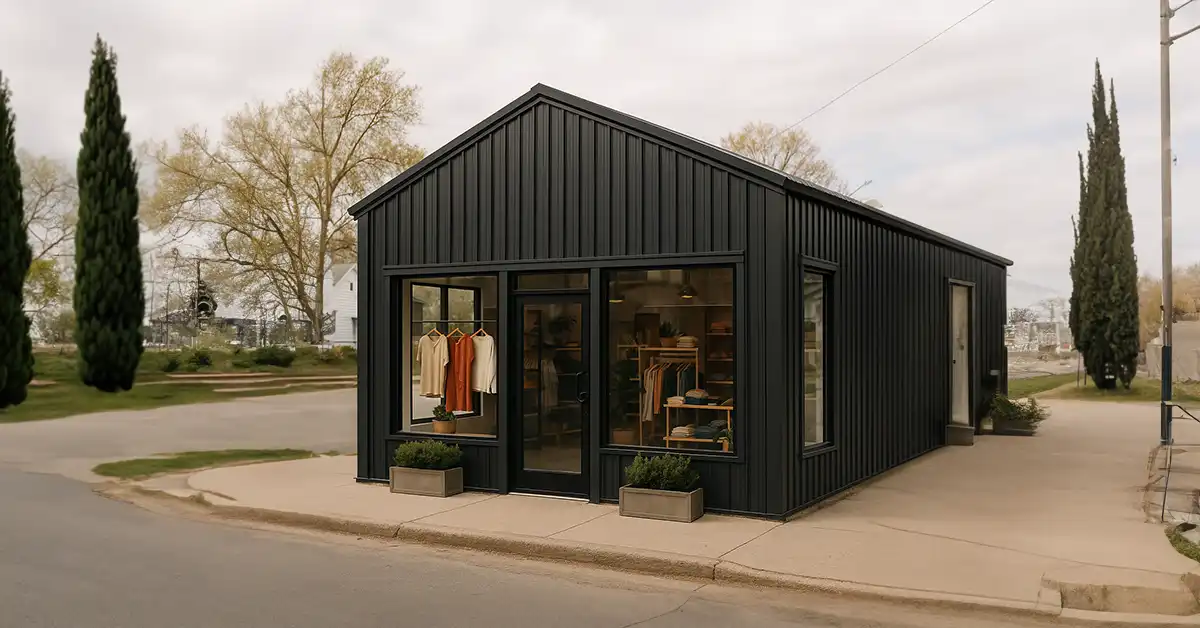 Top 8 Steel Building Business Ideas You Can Start Today 10 Black Prefab steel building retail shop