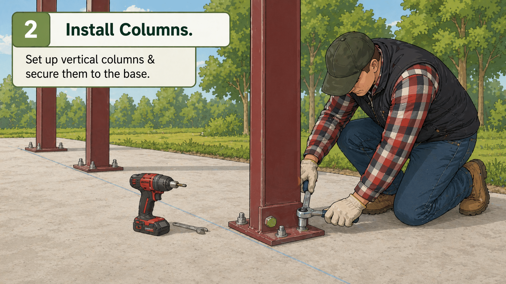 Steel-building-columns-installation Steel building columns installation