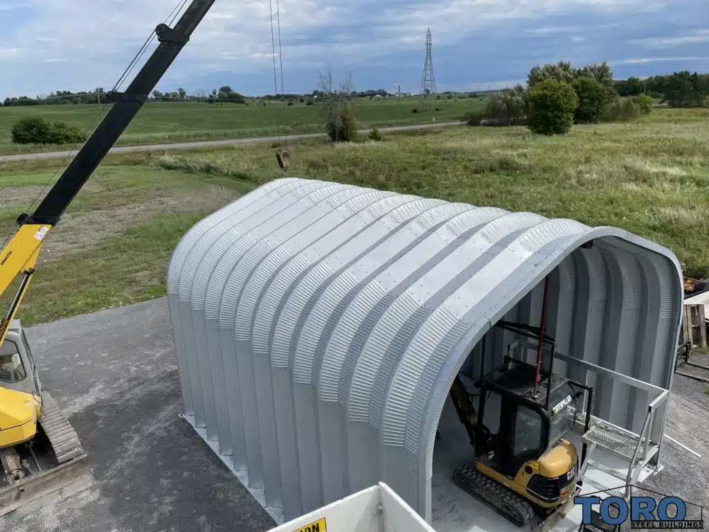 Corrugated arch steel quonset hut open bay storage