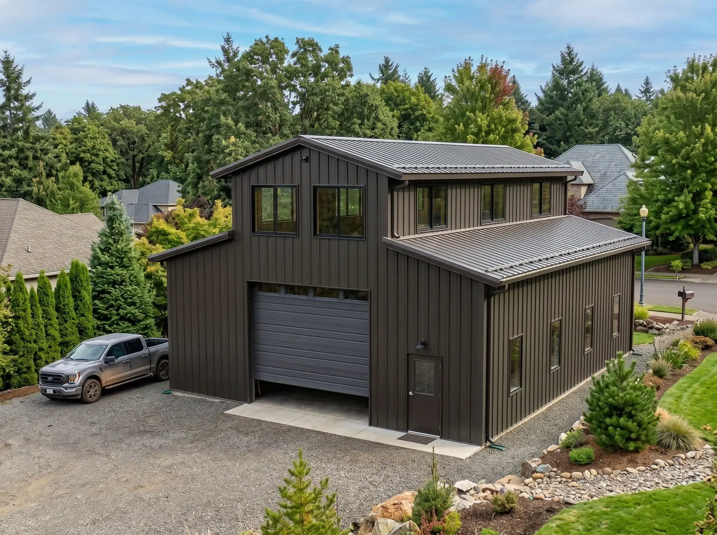 Custom-steel-garage-building Custom steel garage building